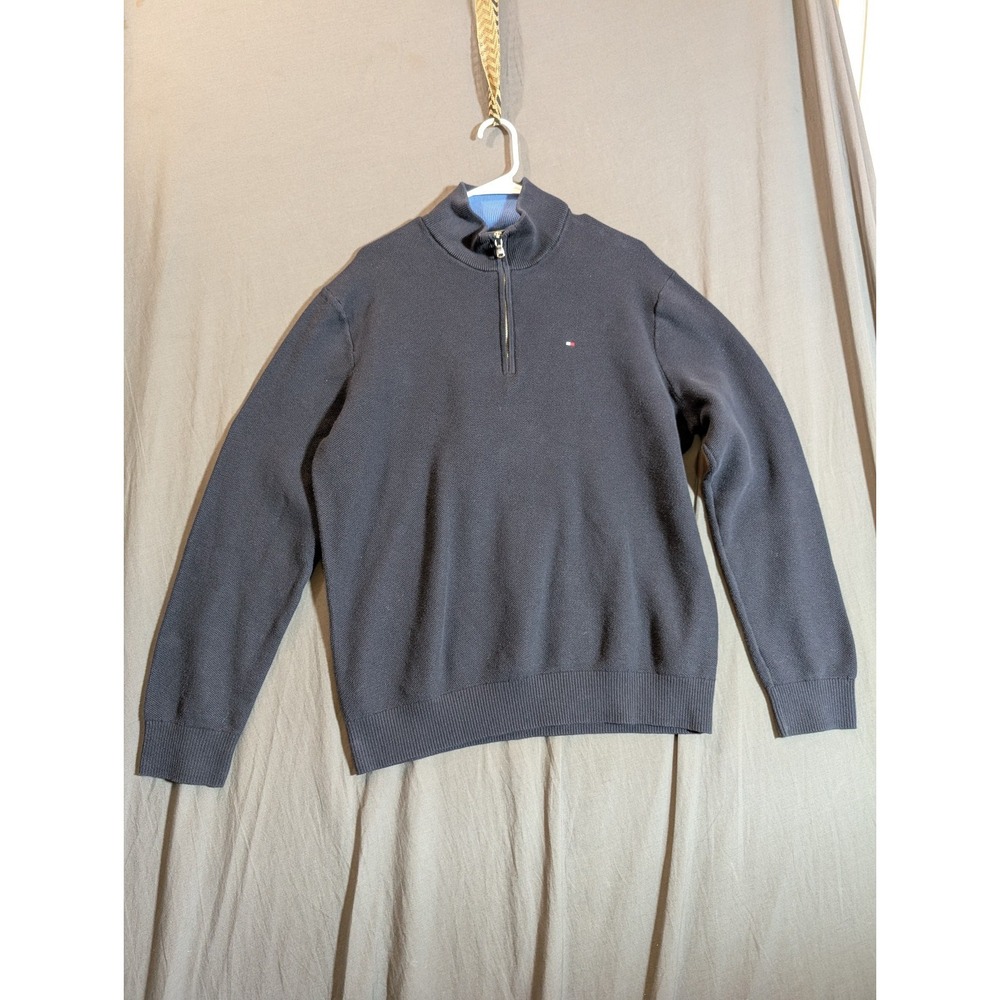 Tommy Hilfiger Quarter Zip Sweater Mens XL Classic Preppy Academia Navy
